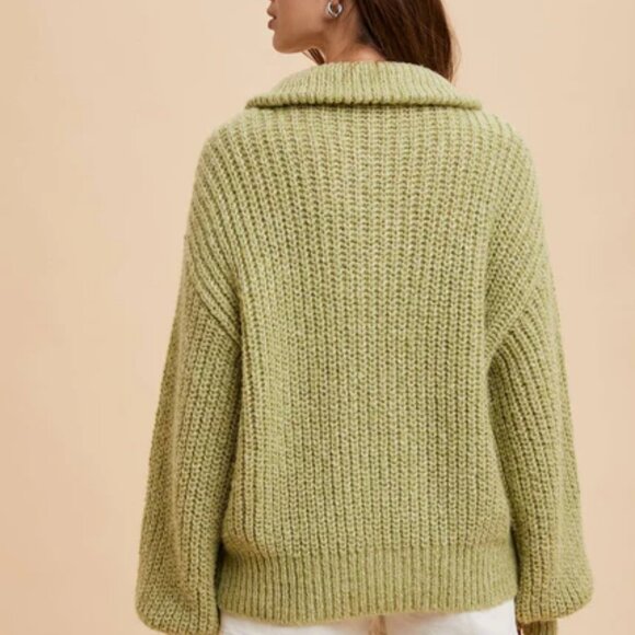 NWT Soft and Chunky Quarter Zip Sweater in Pistachio - Picture 3 of 3